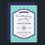 Invitación a la fiesta de cumpleaños de moda marro<br><div class="desc">Diseño moderno y elegante para invitaciones a fiestas de cumpleaños con una moda de adormidera de fondo de entramado marroquí y elegante letra de escritura caligráfica. Añada los detalles del fiesta del chica de cumpleaños en nuestra plantilla de invitación de personalizable completa. ¡Perfecto para una fiesta de cumpleaños de chica...</div>