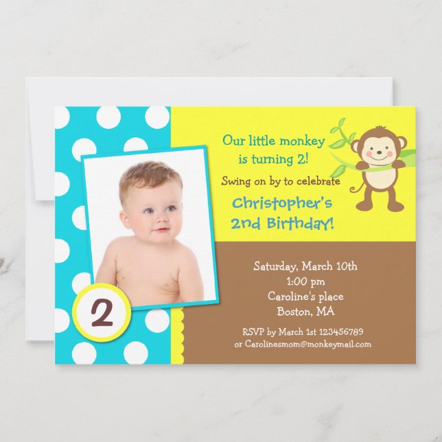 Invitación a la fiesta de cumpleaños de Mono (Anverso)