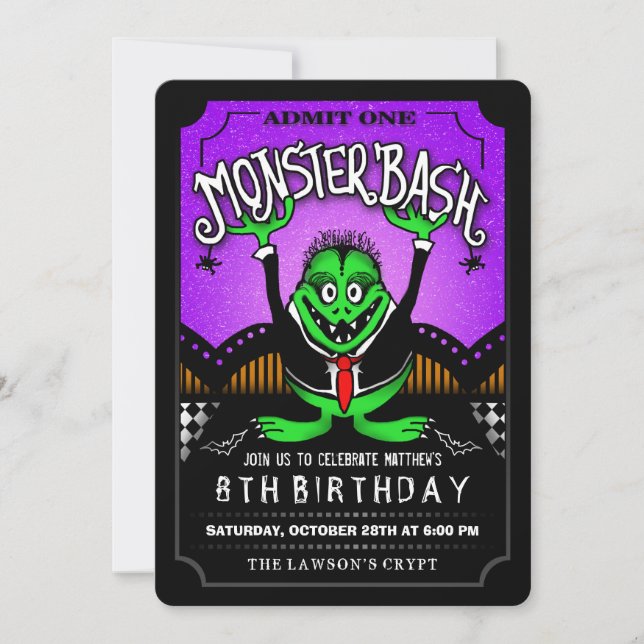 Invitación a la fiesta de cumpleaños de Monster Ba (Anverso)