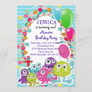Invitación a la fiesta de cumpleaños de Monster Fu