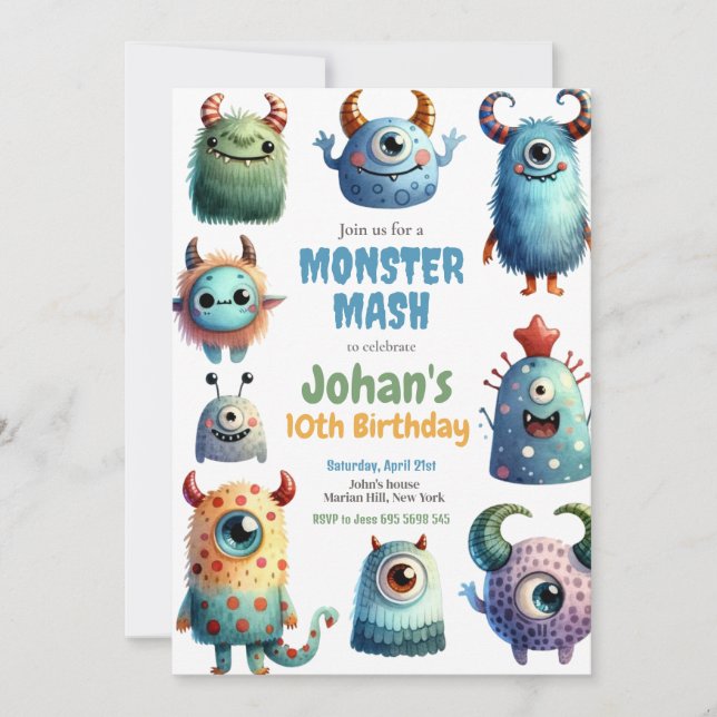 Invitación a la fiesta de cumpleaños de Monster Ma (Anverso)