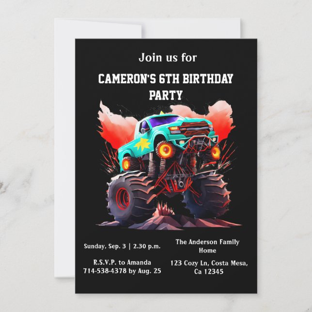 Invitación a la fiesta de cumpleaños de Monster Tr (Anverso)