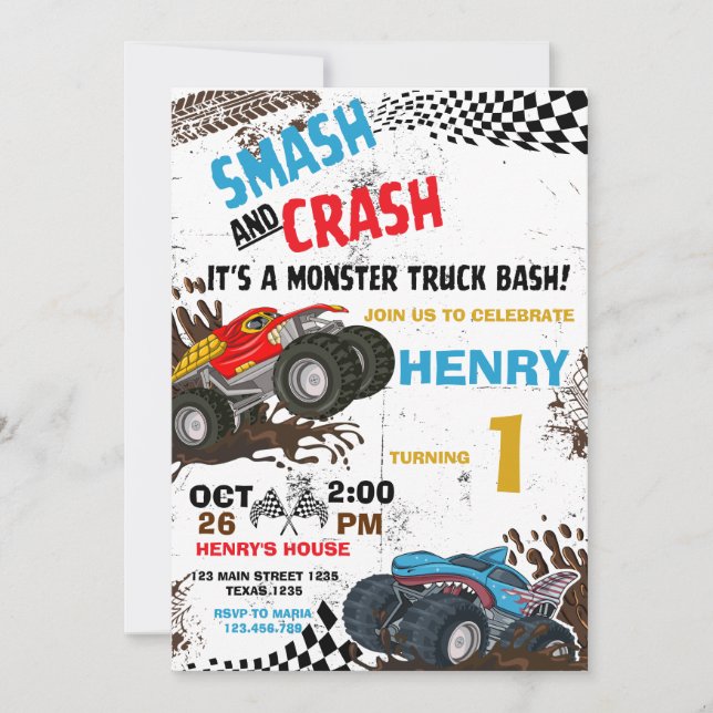 Invitación a la fiesta de cumpleaños de Monster Tr (Anverso)