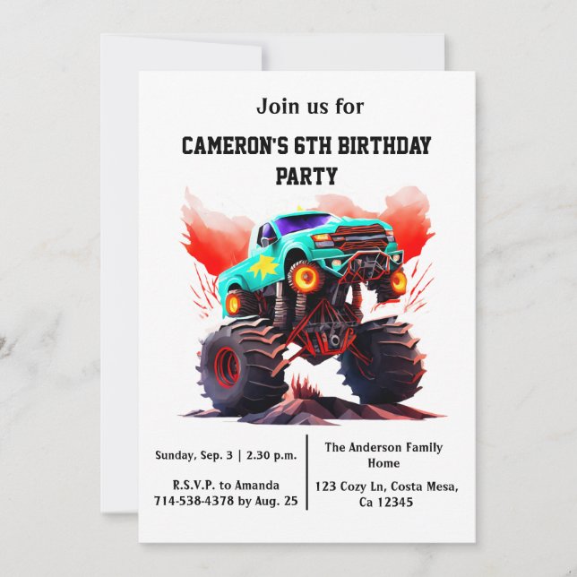 Invitación a la fiesta de cumpleaños de Monster Tr (Anverso)