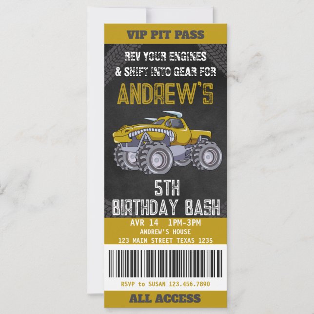 Invitación a la fiesta de cumpleaños de Monster Tr (Anverso)