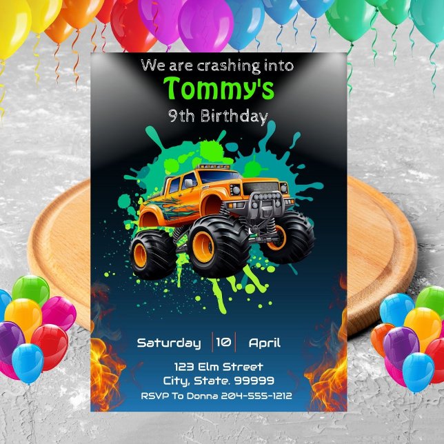 Invitación a la fiesta de cumpleaños de Monster Tr (Subido por el creador)