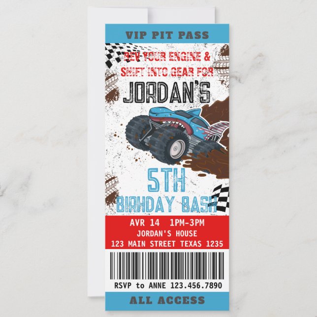 Invitación a la fiesta de cumpleaños de Monster Tr (Anverso)