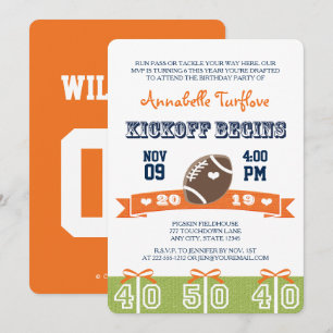 Invitación a la fiesta de cumpleaños de naranja y 