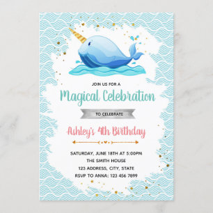 Invitación a la fiesta de cumpleaños de Narwhal
