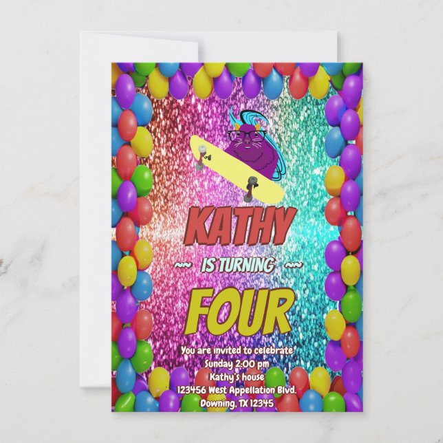 Invitación a la fiesta de cumpleaños de Naughty Sq (Anverso)