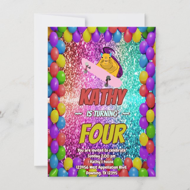 Invitación a la fiesta de cumpleaños de Naughty Sq (Anverso)