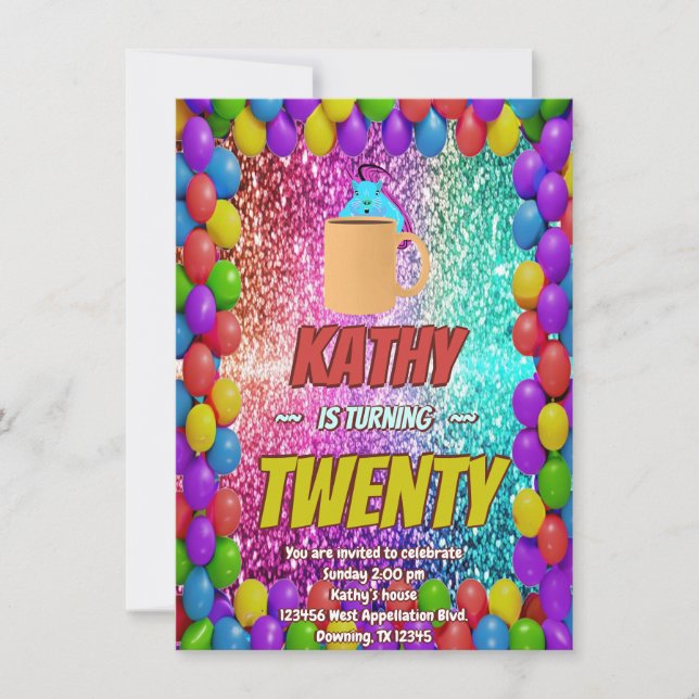 Invitación a la fiesta de cumpleaños de Naughty Sq (Anverso)