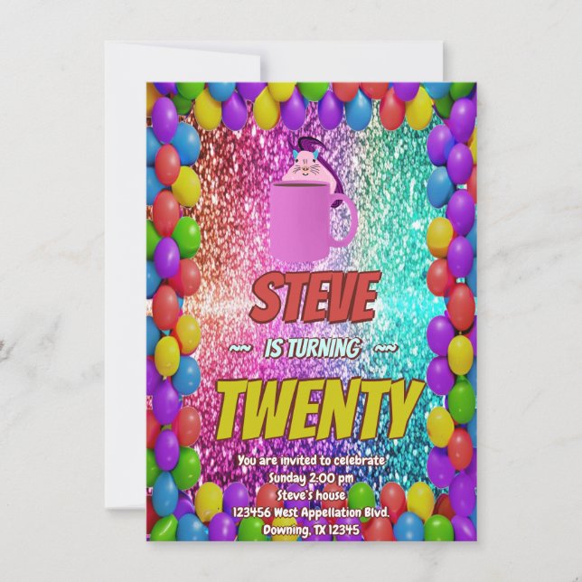 Invitación a la fiesta de cumpleaños de Naughty Sq (Anverso)