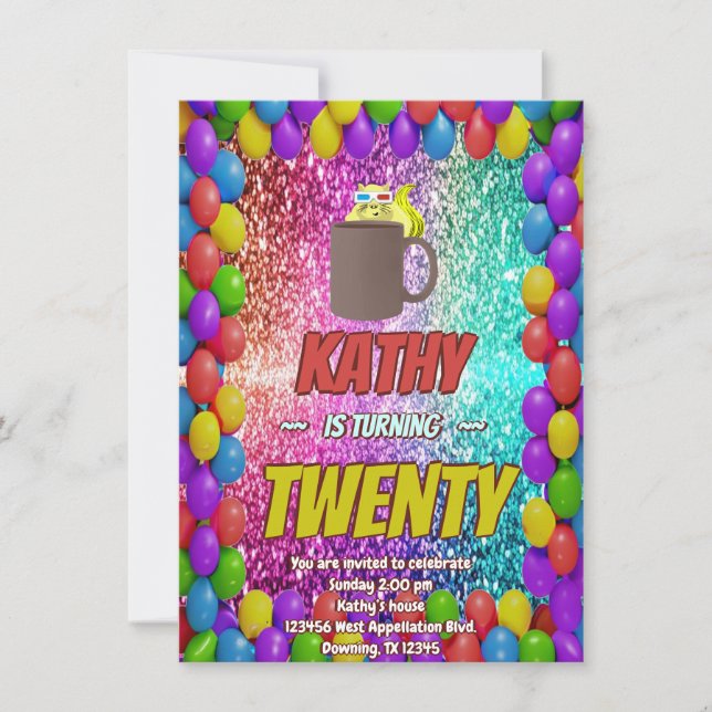 Invitación a la fiesta de cumpleaños de Naughty Sq (Anverso)