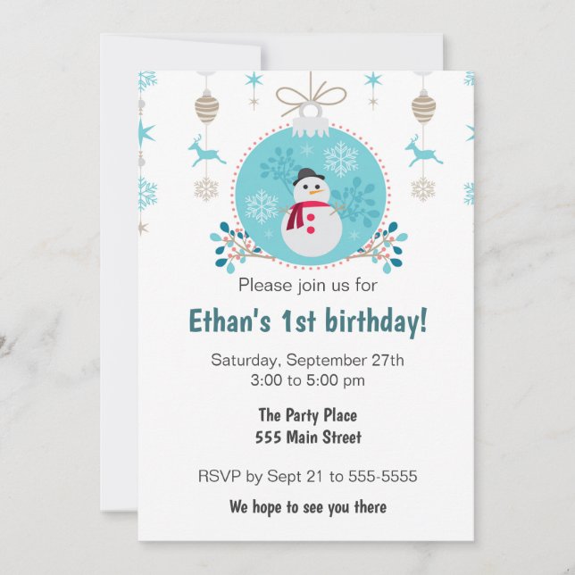 Invitación a la fiesta de cumpleaños de navidades  (Anverso)