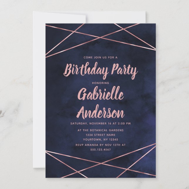 Invitación a la fiesta de cumpleaños de Navy Blue  (Anverso)