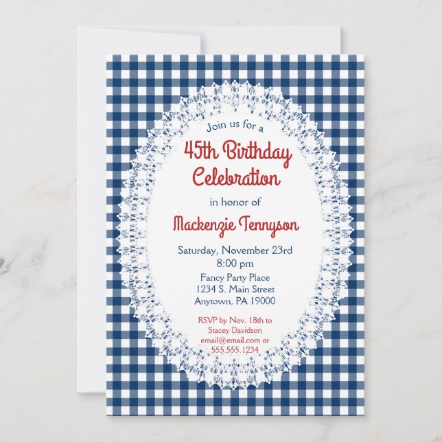 Invitación a la fiesta de cumpleaños de Navy Blue  (Anverso)