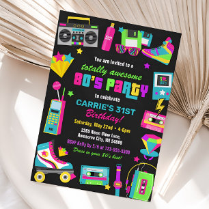 Invitación a la fiesta de cumpleaños de Neon 80