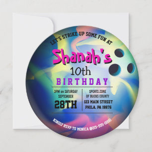 Invitación a la fiesta de cumpleaños de NEON BOWLI