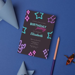 Invitación a la fiesta de cumpleaños de Neon Glow 