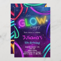 Invitación a la fiesta de cumpleaños de Neon Glow 