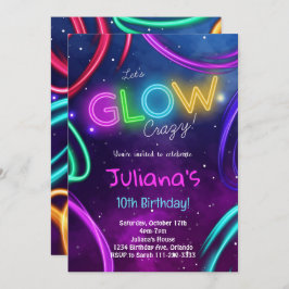 Invitación a la fiesta de cumpleaños de Neon Glow 