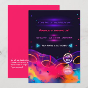 Invitación a la fiesta de cumpleaños de Neon Glow