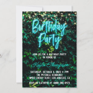 Invitación a la fiesta de cumpleaños de Neon Green