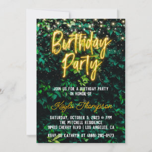Invitación a la fiesta de cumpleaños de Neon Green
