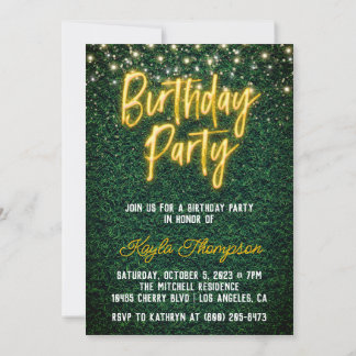 Invitación a la fiesta de cumpleaños de Neon Green