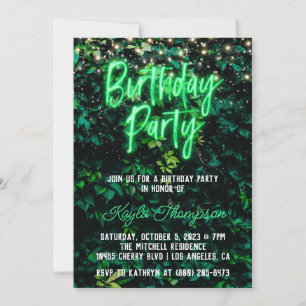 Invitación a la fiesta de cumpleaños de Neon Green