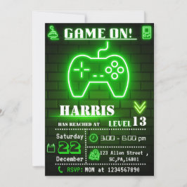 Invitación a la fiesta de cumpleaños de Neon Green