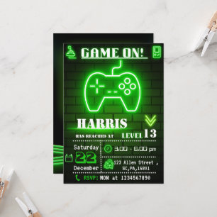 Invitación a la fiesta de cumpleaños de Neon Green