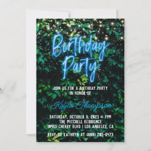 Invitación a la fiesta de cumpleaños de Neon Green