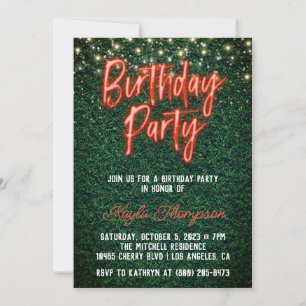 Invitación a la fiesta de cumpleaños de Neon Green