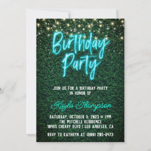 Invitación a la fiesta de cumpleaños de Neon Green