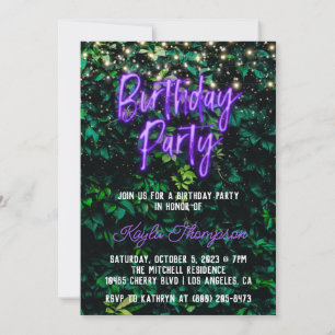 Invitación a la fiesta de cumpleaños de Neon Green