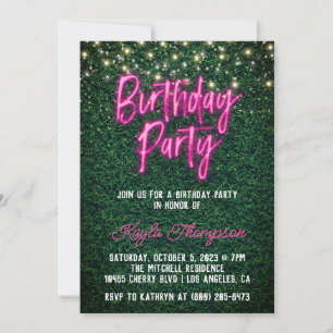 Invitación a la fiesta de cumpleaños de Neon Green