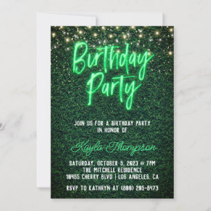 Invitación a la fiesta de cumpleaños de Neon Green