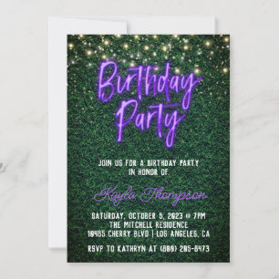 Invitación a la fiesta de cumpleaños de Neon Green