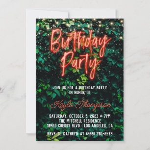 Invitación a la fiesta de cumpleaños de Neon Green