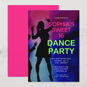 Invitación a la fiesta de cumpleaños de Neon Sweet
