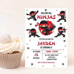 Invitación a la fiesta de cumpleaños de niños Ninj