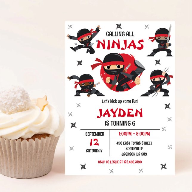 Invitación a la fiesta de cumpleaños de niños Ninj (Subido por el creador)