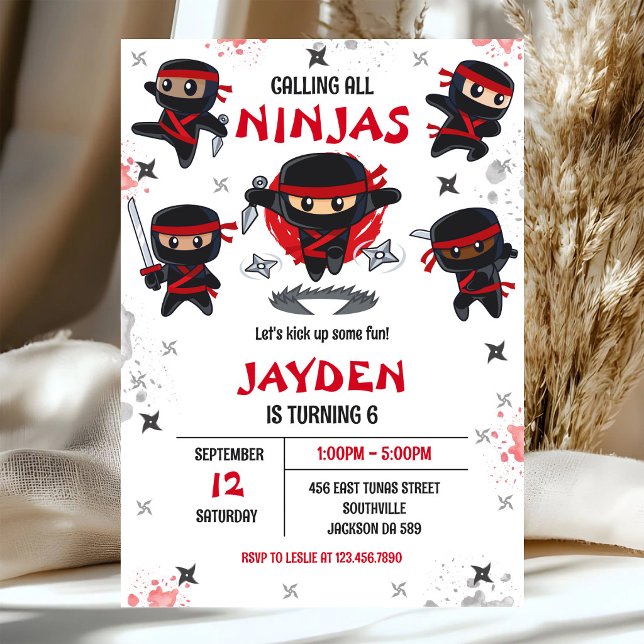 Invitación a la fiesta de cumpleaños de niños ninj (Subido por el creador)