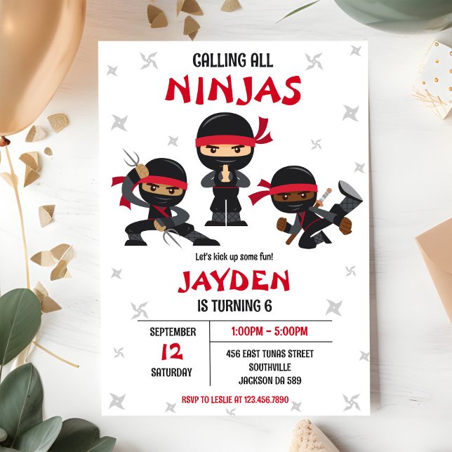 Invitación a la fiesta de cumpleaños de niños ninj (Subido por el creador)