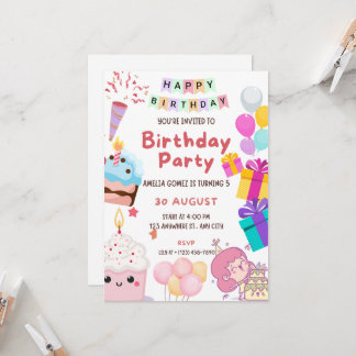 Invitación a la fiesta de cumpleaños de niños pequ