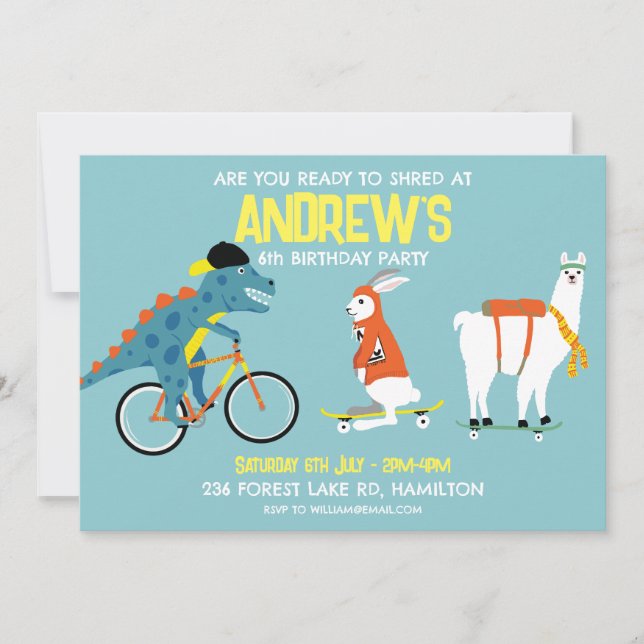 Invitación a la fiesta de cumpleaños de niños pers (Anverso)