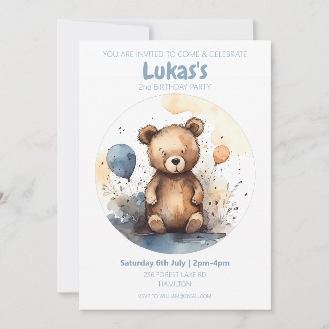 Invitación a la fiesta de cumpleaños de niños pers (Anverso)