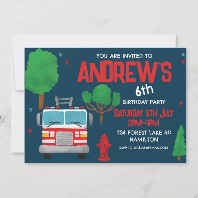 Invitación a la fiesta de cumpleaños de niños pers (Anverso)